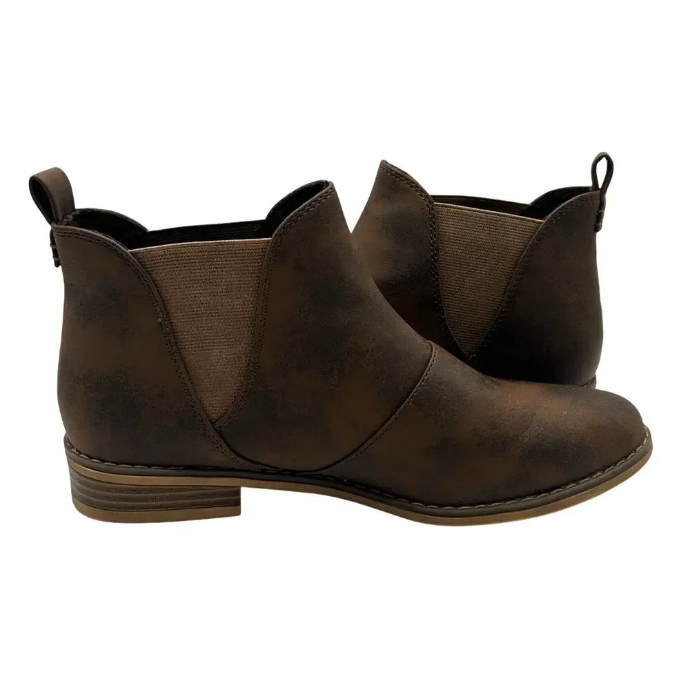 Rocket Dog Maylon Brown Faux Leather Chelsea Ankle Boots 8.5 EU 39 Pull On Fall